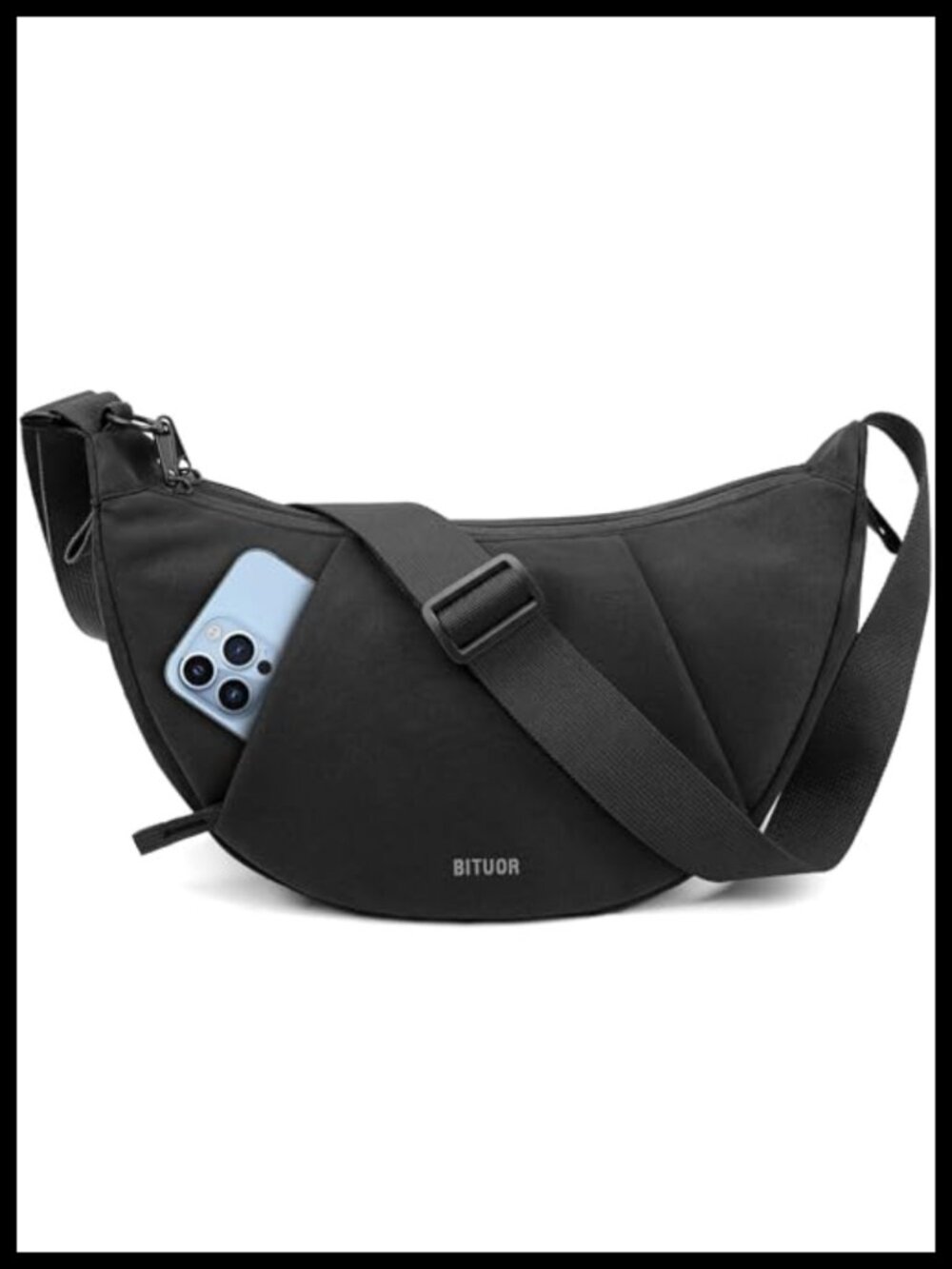 Anti-Theft Crescent Crossbody Bag Nylon Water Resistant Shoulder Purse
